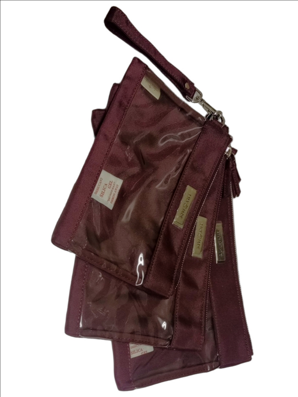 🆕 LILY & JADE MAROON RUBY ZIPPERED SET OF 3 PACKING TRAVEL ORGANIZING BAGS - Picture 3 of 10